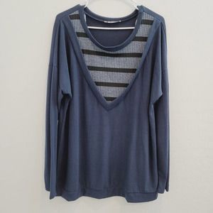 NWOT Mai Soli Dark Blue & Gray Sweatshirt Top Women's Size 2X